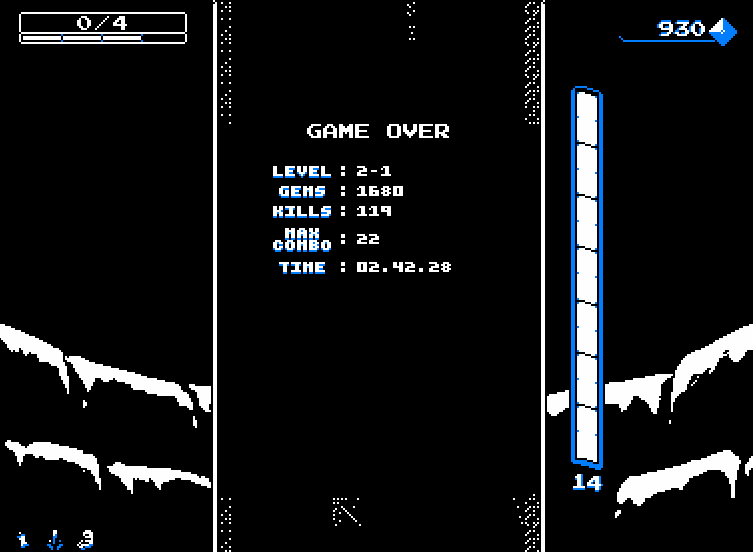 Downwell Game Over Screen